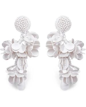 Oscar de la Renta Pendientes Bouquet Con Cuentas - Blanco