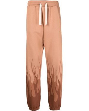 Vision Of Super Flame-Print Cotton Track Trousers - Brown
