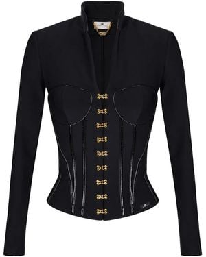 Elisabetta Franchi Veste À Détail De Corset - Bleu