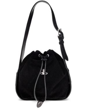 Vivienne Westwood Stacey Leather-Trim Bucket Bag - Black