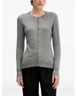 Sisley Button-Up Crew-Neck Cardigan - Grey