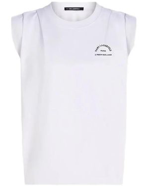 KARL LAGERFELD Logo-Print Sleeveless Tank Top - White
