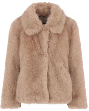 Max Mara Faux-Fur Pointed-Collar Coat - Brown