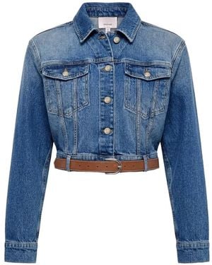 Cinq À Sept Graciel Belted Cropped Denim Jacket - Blue