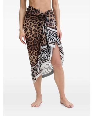 Liu Jo Leopard-Print Sarong - Black