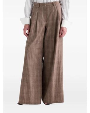 Twp Avery Plaid Wool Tailored Pants - Brown