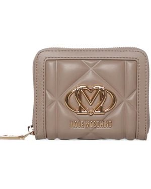 Love Moschino Quilted Logo-Plaque Wallet - Grey