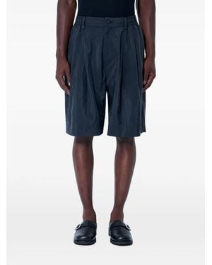 Ssstein Pleated Elasticated-Waistband Shorts - Blue