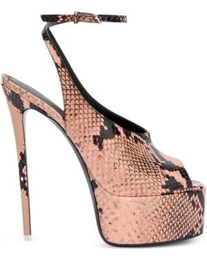 The Attico Ornella Python-Print Heeled Leather Court Shoes - Pink