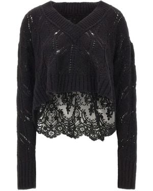 Maurizio Mykonos Open-Knit Lace-Back Jumper - Black