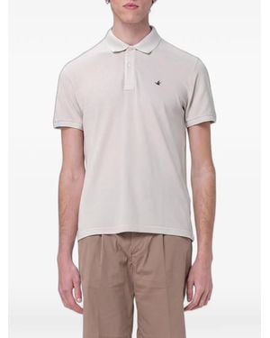 Brooksfield Logo-Embroidered Piqué Polo Shirt - White