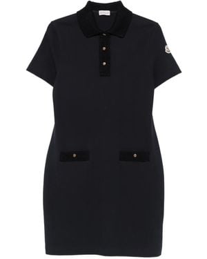 Moncler Short-Sleeve Logo-Patch Mini Dress - Black