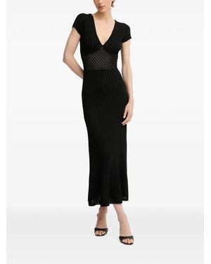Guess Crochet-Knit Ribbed-Knit Dress - Black