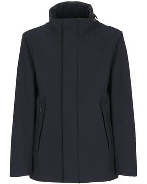 Rrd High-Neck Concealed-Hood Jacket - Blue
