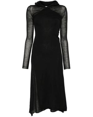Fendi Hooded Long-Sleeve Midi Dress - Black