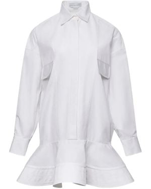 Stella McCartney Ruffled-Hem Shirt Dress - White