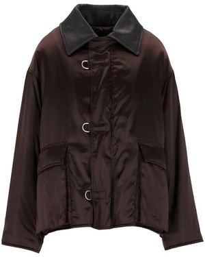 DURAZZI MILANO Manteau Matelassé À Col En Cuir - Black
