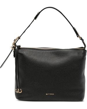 Etro Schultertasche Aus Gekörntem Leder - Schwarz