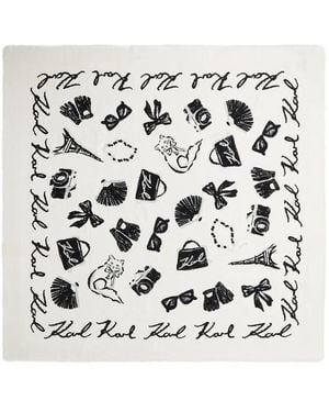 KARL LAGERFELD Fular Signature Con Estampado Gráfico - Blanco
