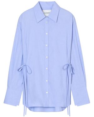 Closed Waist-Ties Long-Sleeve Shirt - Blue
