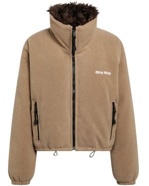 Miu Miu Fleece Down Jacket - Natural