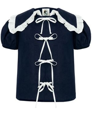 Sleeper Blouse Puff En Lin - Blue