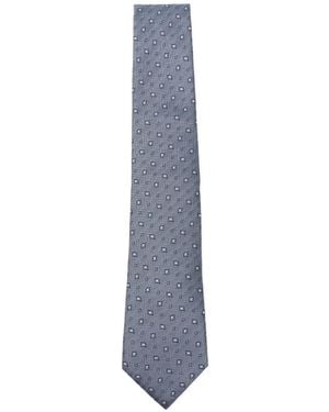 BOSS Geometric-Pattern Silk Tie - Blue