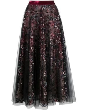 Talbot Runhof Jupe Mi-Longue À Sequins - Noir