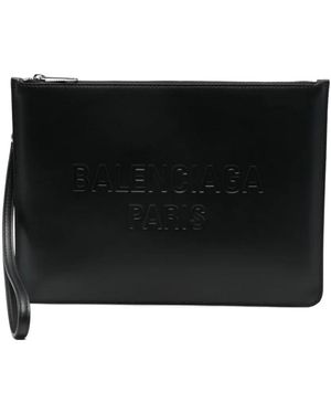 Balenciaga ロゴエンボス クラッチバッグ - ブラック