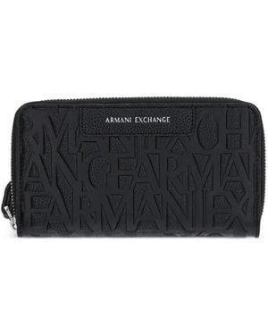 ARMANI EXCHANGE Logo-Embossed Continental Wallet - Black