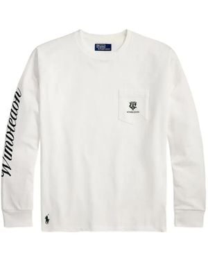 Polo Ralph Lauren Wimbledon Sweater Met Zak En Lange Mouwen - Wit
