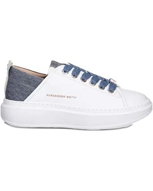Alexander Smith Sneakers Con Inserti Denim - Bianco