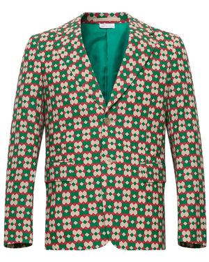 Comme des Garçons Geometric-Pattern Single-Breasted Blazer - Green