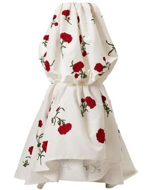 Carolina Herrera Carnation-Embroidered Bubble Gown - White