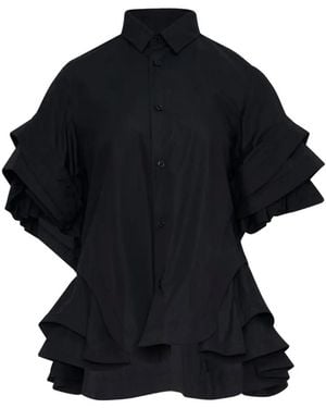 Noir Kei Ninomiya Ruffled Flared Blouse - Black