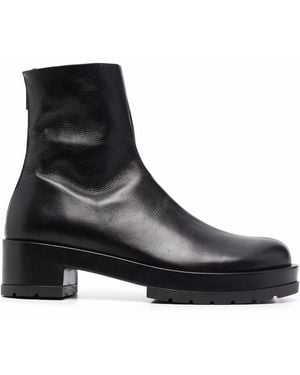 SAPIO Chunky Leather Ankle Boots - Black