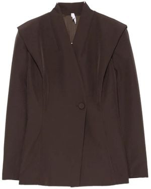 Imperial Padded-Shoulder Single-Breasted Jacket - Brown