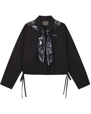 Musium Div. Printed-Scarf Cotton Jacket - Black