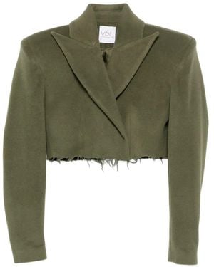Vestiaire d'un Oiseau Libre Ausgefranste Jacke mit breitem Revers - Grün