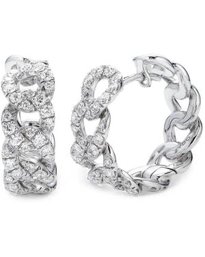 Zydo Cuban Chain Hoop And Diamond Earrings - White