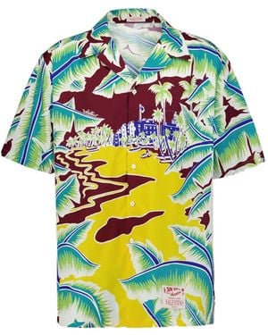 Valentino Garavani Surf Rider-Print Cotton Bowling Shirt - Blue