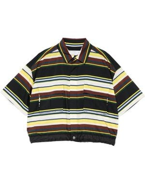Sacai Chemise Rayée À Poche Poitrine - Black