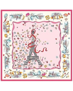 Longchamp Fular Parisian illustration de seda - Rosa