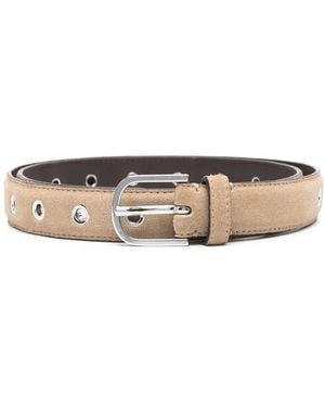 TOTEME Eyelet-Embelishmet Leather Belt - Natural