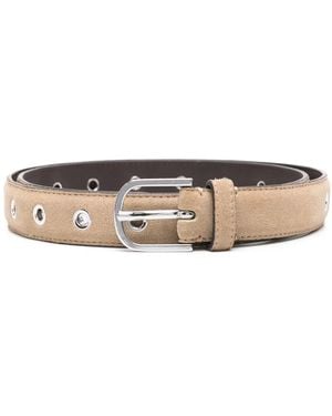 TOTEME Eyelet-Embelishmet Leather Belt - Natural