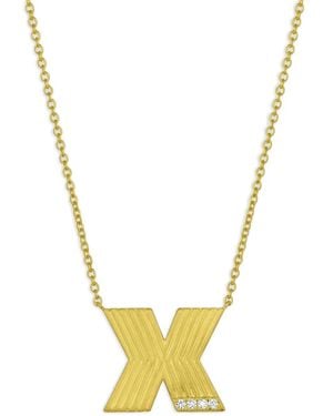 LEIGH MAXWELL Collar Letter X En Oro Amarillo De 18 Ct Con Diamantes - Metálico