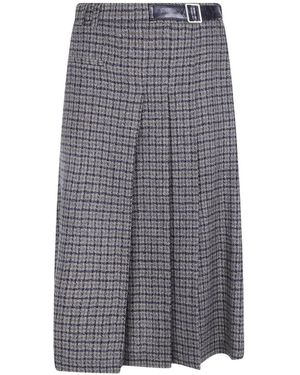 Seventy Check Pleated Skirt - Grey