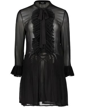 DSquared² Abito Corto Con Ruches - Nero