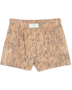 Ganni Printed Cotton Shorts - Natural