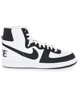 Nike X Comme Des Garçons Terminator Lace-Up Leather Trainers - White